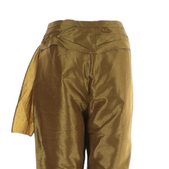 Calliope Olive Green Satin Wrap Trouser Pants Size M NWT Ruched High Rise Dressy - Picture 4 of 10